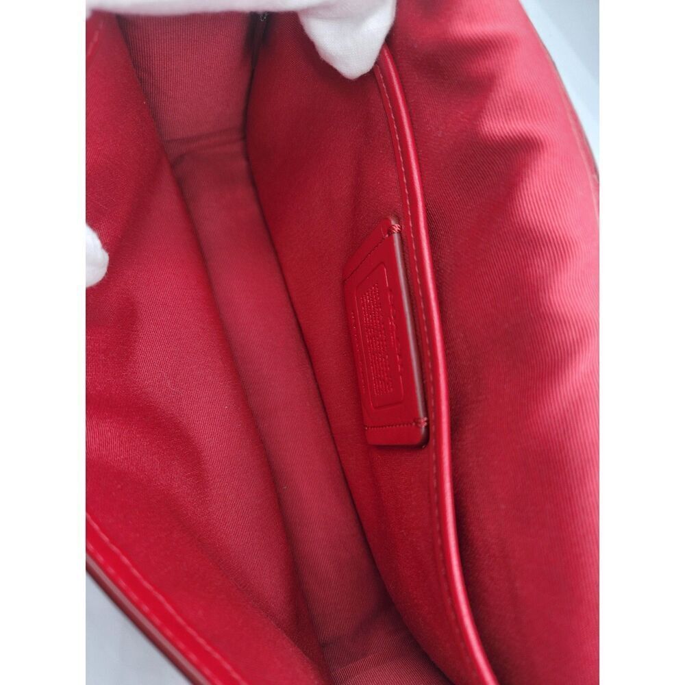 Coach Red Patchwork Turnlock Crossbody Bag Leather w/ Webbed Strap Y2K - Picture 16 of 16